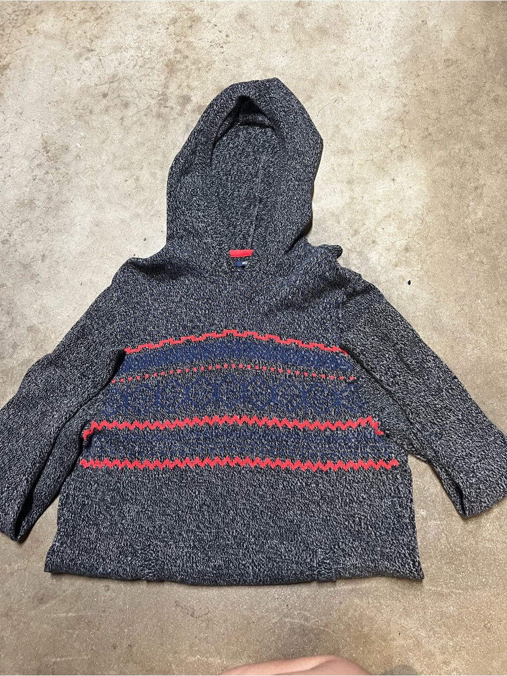 American Rag Men's Charcoal Crewneck Sweater with Red Stripe Detail